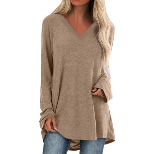 Womens T-shirts Oversized t-shirt Long Sleeve Loose Baggy Solid Jumper Pullover Tops Female clothing