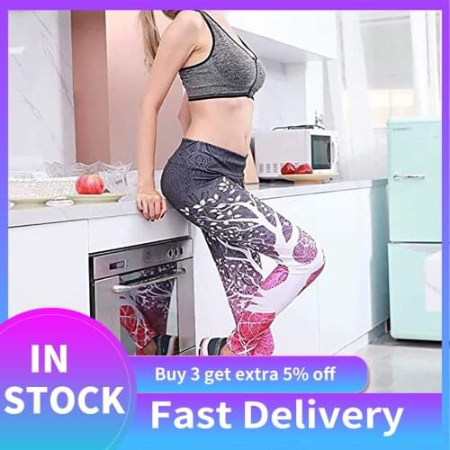 Women Tree Printed Leggings High Waist Sports Pants Gym Running Sport Breathable Leggings For Fitness Long Track Yoga Pants