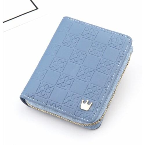 Women Zipper Short Wallet Small Purse Checked Pattern Crown Tassel Soft Wallets Simple Credit Card Holder Money Coin Mini Bag