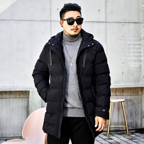2018 Winter new brand Mens Park Warm jacket Mens Long Loose Large size Thick Black cotton Suit For 140kg Mens Clothing