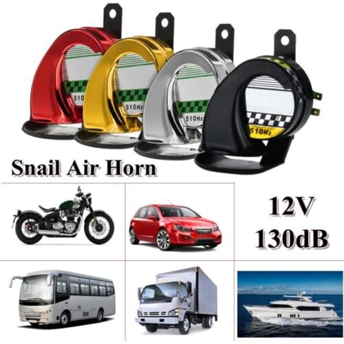 12V Car Air Horn Universal Car Motorcycle Train Truck Boat 130DB Waterproof Metal Electric Loud Snail Air Horn Siren Car Horn