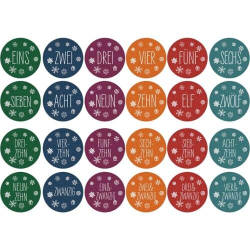 1Sheet Creative Number 1-24 Christmas Countdown Labels Stickers DIY Gift Packaging Round Sealing Sticker Decoration