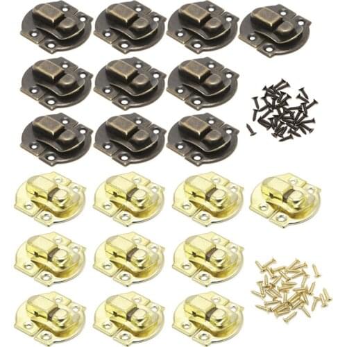 1 Set/10 Pcs Antique Metal Lock Catch Curved Buckle Horn Clasp Hook Gift Jewelry Box Padlock
