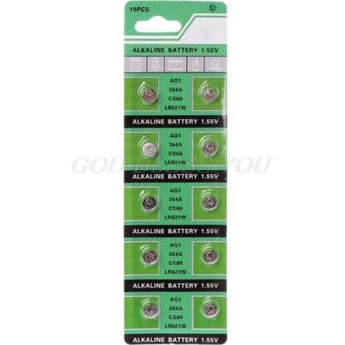 10PCS Watch Battery AG1 1.55V 364 SR621SW LR621 621 LR60 CX60 Alkaline Button Coin Cell Batteries Drop Shipping