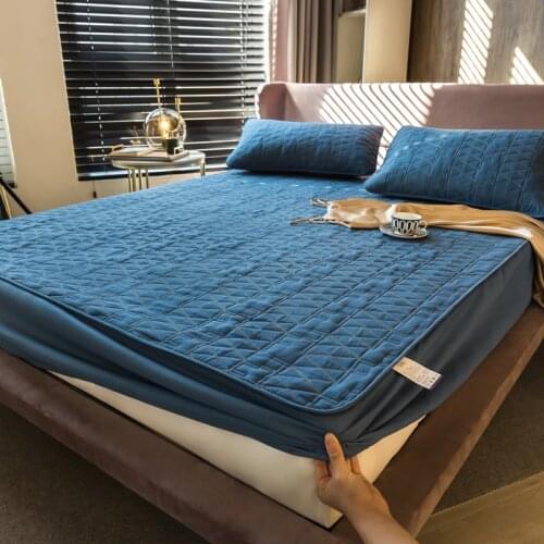 100% Cotton Fabric Anti-bacterial Mattress Protector Thicken Quilted Mattress Cover Bed Fitted Bed Sheet Air-Permeable Bed Pad