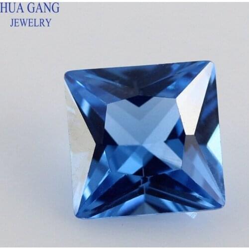119# Blue Square Shape Princess Cut Synthetic Spinel Stone For Jewelry Size 2x2mm~10x10mm