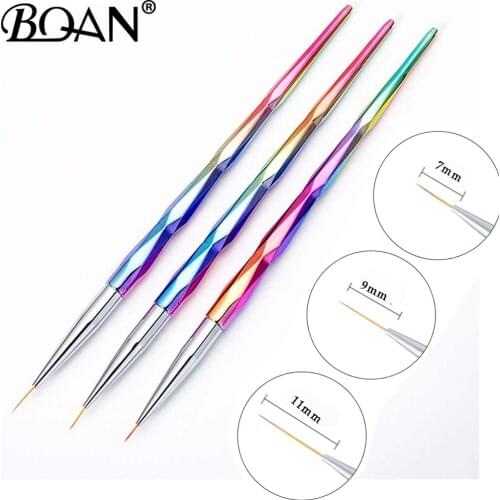 3Pcs 7 /9/11mm UV Gel Drawing Painting Nail Liner Brush Acrylic Nail Pen French Nail Mixed Colors Gourd Handle Nail Art Tools