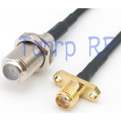 6in F female jack to SMA female with 2 hole panel RF connector adapter 15CM Pigtail coaxial jumper cable RG174 extension cord