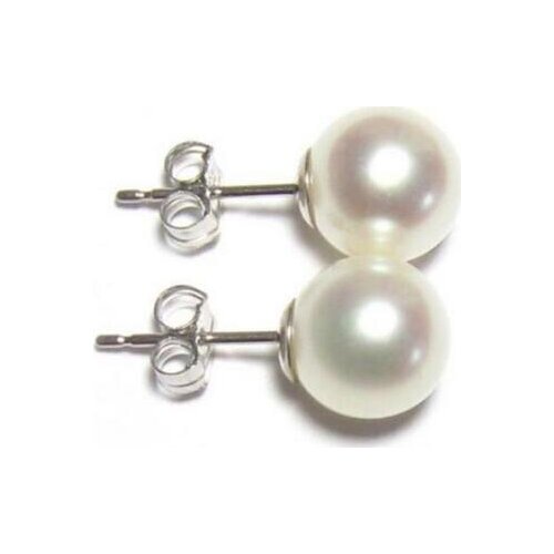 Free shipping>>>>noble jewelry 9-10MM AAA PERFECT south sea white pearl earrings 14K GOLD