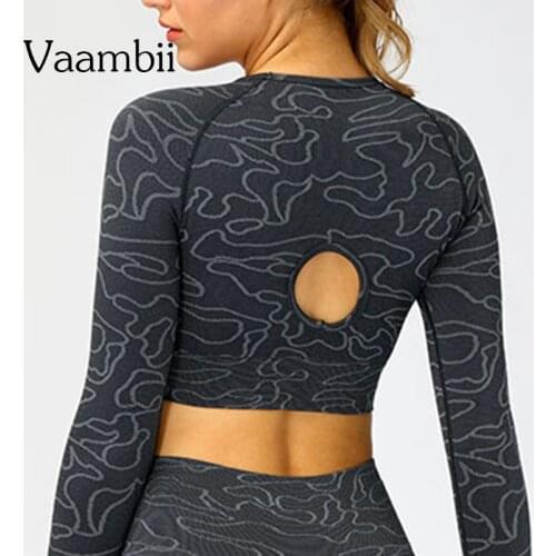 Seamless Gym Shirt Fitness Tops For Women Fashion Long Sleeve Shirt Crop Athletic Top Yoga Shirts Womens Workout Clothing