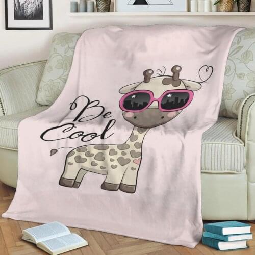 Be Cool Giraffe Flannel Throw Blanket 3D Printed Keep Warm Sofa Child Blanket Home Decor Textiles Dream Family Gift