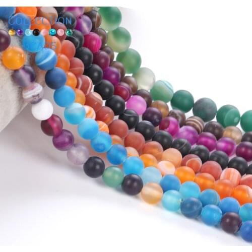 Natural Stone Beads 4mm-12mm Dull Polished Matte Stripe Agates Onyx Round Loose Beads for Jewelry Making Handmade Accessories