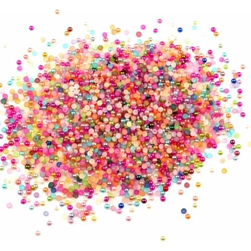 10000Pcs 2mm Mixed Half Roud Pearl Beads FlatBack Scrapbook decoration Craft Cabochon Kawaii DIY Embellishments Accessories