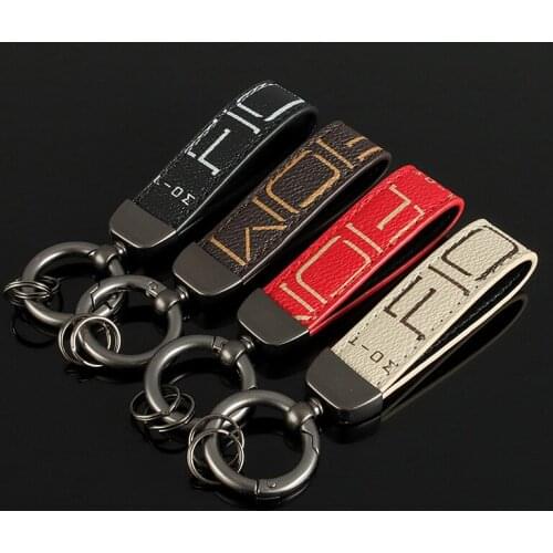 Personality Pendant Key Chain DIY Letters Printed PU Leather Made Car Key Ring for Men and Women Portable Keychain Accessories