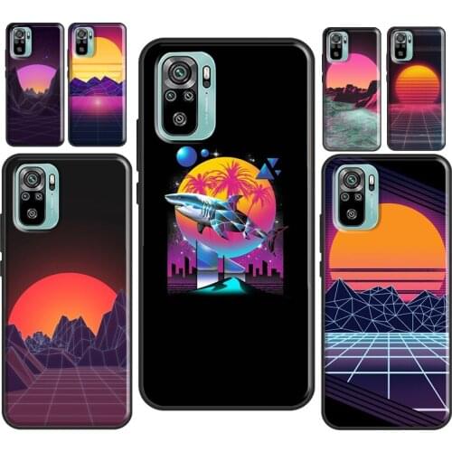 80S Vaporwave Retro Synthwave Sunset For Xiaomi Redmi Note 8 9 10 Pro Note 7 9S 8T Case For Redmi 9T 9 9A 9C K40 Back Cover