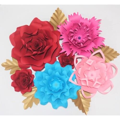 2018 Giant Paper Artificial Flowers Backdrop 6PCS+5 Leaves For Wedding & Event Decor Baby Nursery Windows Display Bridal Shower