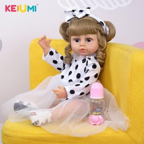 KEIUMI 23 Inch Waterproof Reborn Girl Baby Dolls Full Body Vinyl Golden Boneca Reborn Toys For Kids Birthday Playmates Gifts