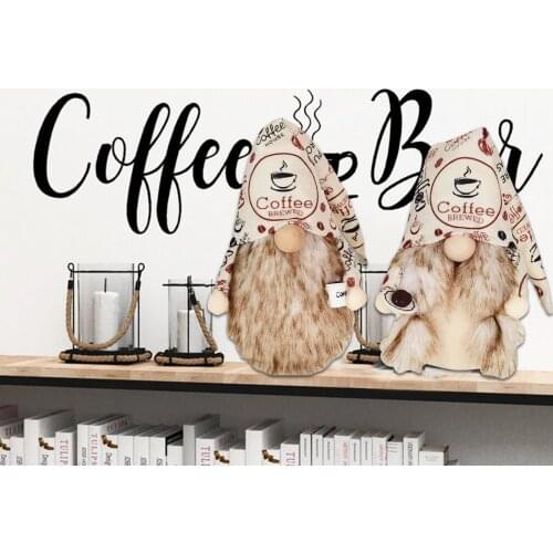 Coffee Gnome Chef Costume Figurines Plush Doll Bar Shop Decoration Accessories Dwarf Toy Frabric Children Gifts Art Craft