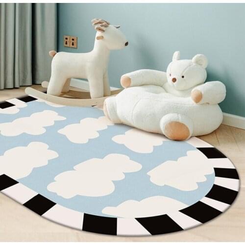 Irregular Carpet Livingroom Blue Cloud Pattern Area Rug Nordic Modern Bedroom Oval Carpet Soft Kid Room Decor Carpets Fluffy