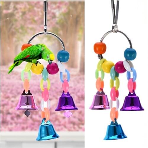 Colorful Beads Bells Parrot Toys Suspension Hanging Bridge Chain Pet Bird Parrot Chew Swing Toys Bird Cage Home Decoration Tools