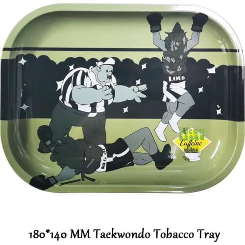 Creative Taekwondo Pattern Rolling Tray Smoking Tools Cigarettes Square Ashtray 180*140 MM Rolling Paper Tray Wholesale Gifts