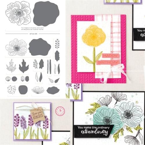 Blooms Metal Cutting Dies And Stamps Scrapbooking Dies Stencils for DIY Album Paper Card Decorative Flower Dies