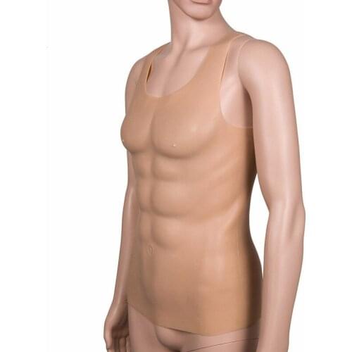 Men Corset Silicone Fake Chest Muscle Pectoralis Sexy Belly Artificial Simulation Cosplay Dress Body Shaper Men Latex Underwear