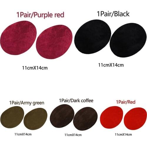 1pair Oval Flocking Iron on Patches for Clothing Stickers Jacket Elbow Appliques on Clothes Sweater Embroidery Badges Accs