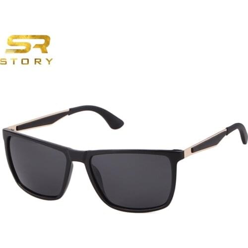 STORY Square frame Polarized Sunglasses Men Driving Sun Glasses brand designer plastic all-fit Outdoor eyewear UV400