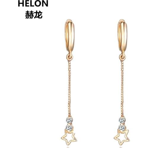 Solid 18k Yellow Gold SI/H Full Cut Natural Diamonds Hoop Earrings Engagement Wedding Anniversary Party Fine Jewelry