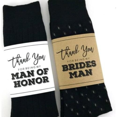 Personalize maid of honor bridesmiad proposal Sock Wrapper lables, groomsman bestman fathers day Wedding Socks Wrappers gifts
