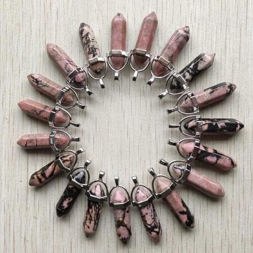 Fashion good quality natural Rhodochrosite stone pillar charms pendant for jewelry making free shipping Wholesale 24pcs/lot