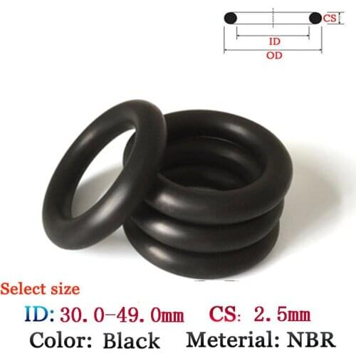 Rubber O-Ring CS 2.50mm ID30mm-49mm 50pcs Fluororubber NBR Gasket plastic oil and water seal gasket Silicone O Ring Seal Film