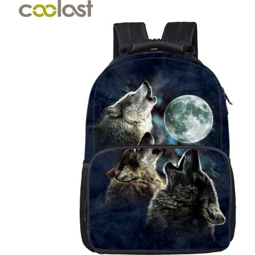 Howling Wolf Backpack For Boys Girls Children School Bags Deth Skull Laptop Bag Military Tank Schoolbags Kids School Backpack
