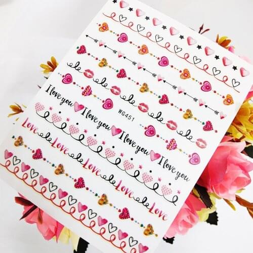 Sweet Love Heart Letters Lips 3D Stickers Sliders for Nails Self Adhesive Nail Art Decoraciones Foil Design Manicure Accesorios