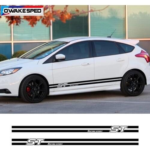 For Ford Focus ST Racing Sport Stripes Both Side Car Door Side Skirt Stickers Car Styling Accessories Auto Body Vinyl Decals