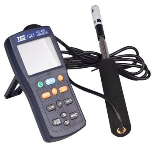 TES-1341 Hot Wire Thermo Anemometer HVAC Air Flow Air Velocity Tester USB Type
