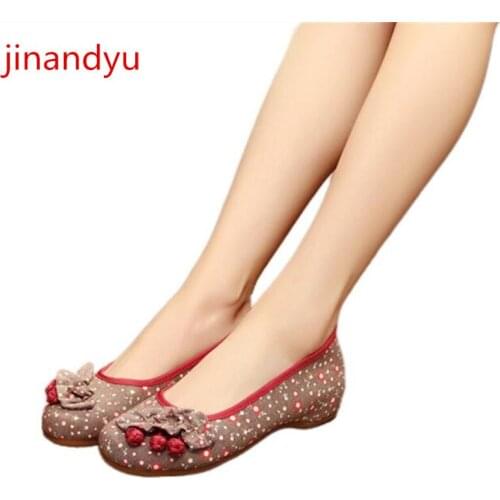 Wedges Shoes Canvas Embroidered Chinese Shoes Women Plus Size 41 Fashion Non-leather Casual Shoes Spring Summer Shoes Korean