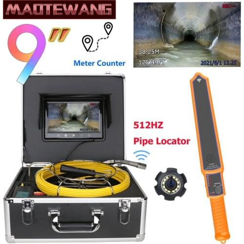9" Monitor Sewer Pipe Inspection Video Camera with Meter Counter 512HZ Pipe Locator 22MM IP68 HD 1000TVL Endoscope Camera 12PCS
