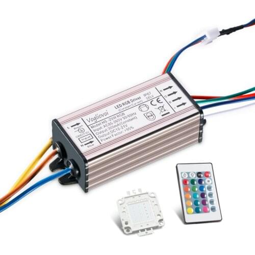 Vogliovoi 10W RGB Driver AC85-265V Waterproof Aluminum Silver With Memory 24Key Controller +30Mil Chip For Floodlight Blub