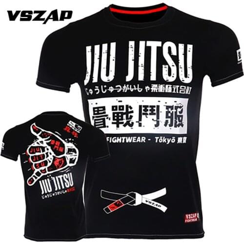 VSZAP Jiu Jitsu Muay Thai T Shirt Men Homme Boxing MMA T Shirt Gym Tee Shirt Fighting Fighting Martial Arts Fitness Training