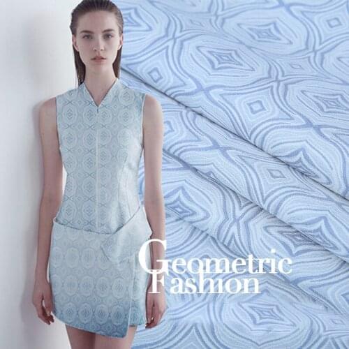 High-end European style Geometric Fashion Metallic Jacquard Brocade Fabric for DIY sewing Dress coat cushion curtain patchwork