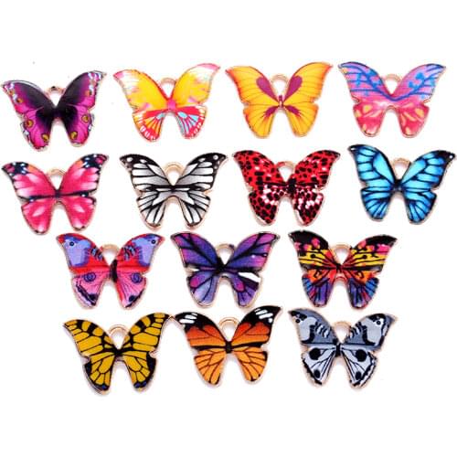 YuenZ 8pcs Colorful Butterfly Charms Pendant Enamel Metal Small Charms Necklace Bracelet DIY Jewelry Making Accessories W132