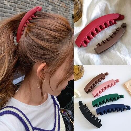 Plastic Solid Candy Color Banana Hair Claw Clips Clamp Girls Brief Hairpin Wholesale Hair Washface Accessories Headwear Women