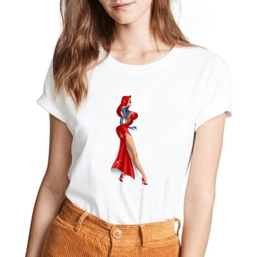 Female T-shirt Women Harajuku Kawaii Roger Rabbit Tshirt New Arrival T Shirt Sexy Girl with A Gun Jessica Rabbit Tee Shirt Tops