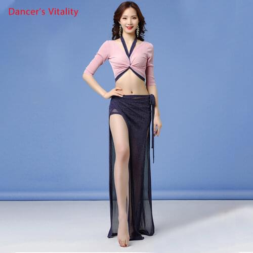 Belly Dance Suit female High-End Elegant Top Competition Clothes New Sexy Tulle Long Skirt Practice Hip Scarf Set