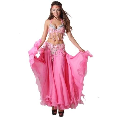 Belly Dance Clothing Oriental Dance Professional 3-piece Outfit Bra, Belt & Skirt Women Bellydance Costume