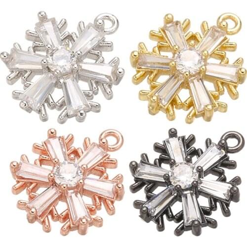 ZHUKOU 13x16.5mm brass crystal snowflake necklace pendant for women necklace jewelry accessories making findings model: VD646