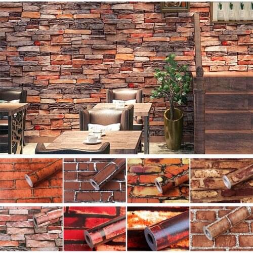 0.45*10m Household Self-sticking Retro Mottled Brick Pattern Wallpaper, Waterproof, Ktv Industrial Style Wallpaper Decoration