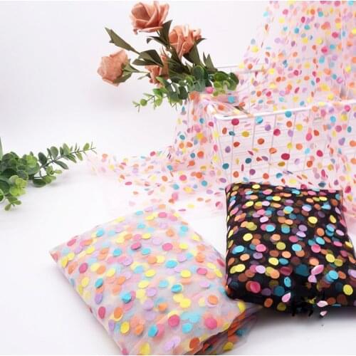 100cm*160cm Colorful Dot Mesh Tulle Fabric Colorful Dot Offset Gauze Printed Net Red Dress Fabric Wedding Dress Fabric Wholesale